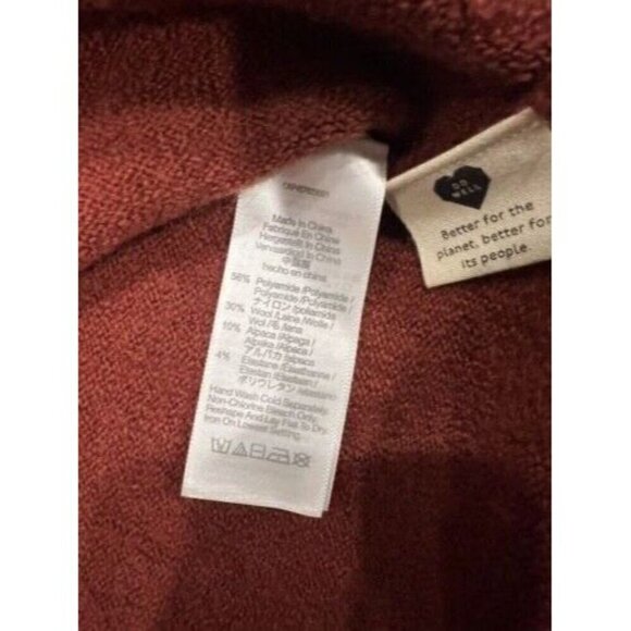 Madewell Knit Wool Orange Rust Sweater V-Neck Oversized XS Boho Warm Cozy - Picture 4 of 6